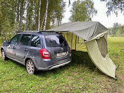 Автомобильная маркиза 3х3,4 м, высота 2,1 м с боковыми стенками, хакки