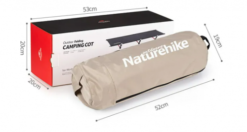 Раскладушка Naturehike XJC04 190х65х38 см кемпинговая, до 150 кг, черная