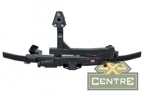 Бампер РИФ силовой задний Renault Duster 2021+ c квадратом под фаркоп, калиткой и подсветкой номера