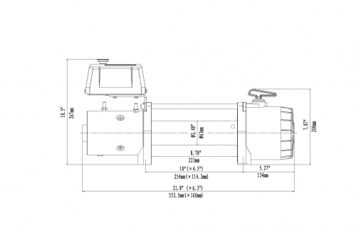 Лебёдка электрическая 12V Runva 9500 lbs 4350 кг (синтетический трос)