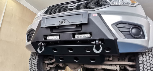 Бампер передний силовой/защита штатного бампера РИФ для УАЗ Патриот 2015+ с защитой рулевых тяг (цен