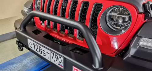 Бампер РИФ силовой передний Jeep Wrangler JL 2018+ под доп. фары и центральной защитной дугой