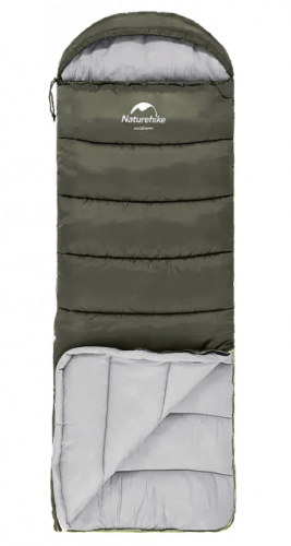 Мешок спальный Naturehike U350, (190х30)х75 см, (левый) (ТК: +1°C), темно-зеленый