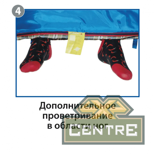 Мешок спальный BTrace Mega (Правый, Серый/Синий), (ТК: -5°C)