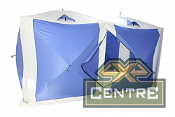 Палатка для зимней рыбалки (200*400*215) двойная, синяя с белым