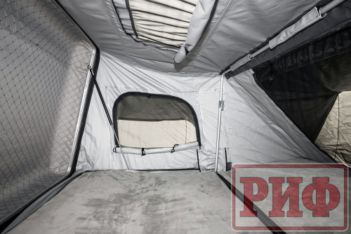 Палатка на крышу автомобиля РИФ Hard RT03-140 усиленная, корпус черный, тент серый