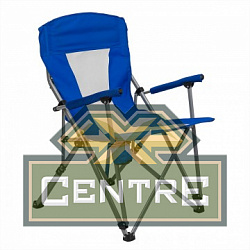Кресло PREMIER складное, твердые тканевые подлокотники (синий/белый), нагрузка 140 кг