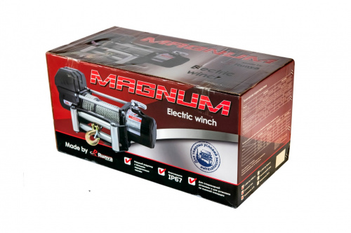 Лебёдка электрическая 12V Magnum 12000 lbs 5700 кг  (синтетический трос)