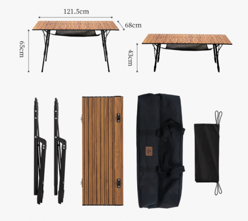 Стол туристический Naturehike складной, 121.5х68х65 см,с телескопическими ножками, светло-коричневый