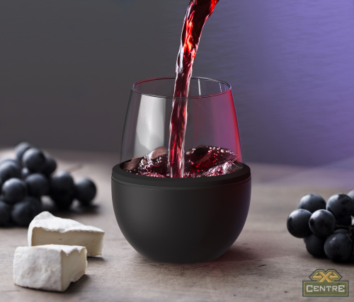 Термобокал для вина WINE KUZIE 440 мл, черный