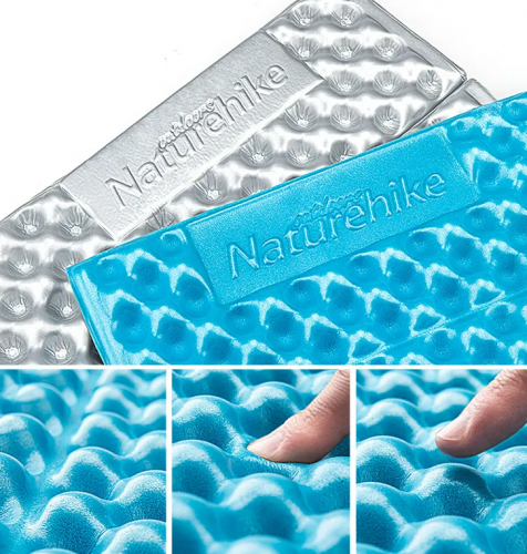 Коврик туристический Naturehike 187х56х2,5 см. IXPE, голубой, с утяжками