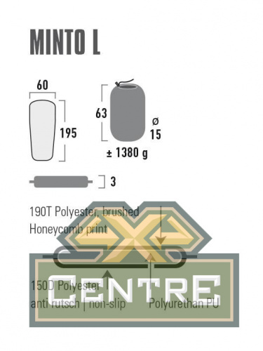 Коврик самонадувающийся High Peak Minto L 195х60х3 см. (Черный)