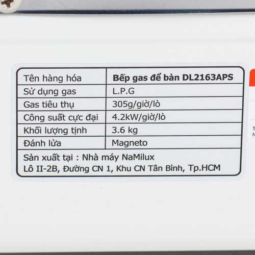Плита газовая NaMilux 2 конфорки (под бытовой баллон)