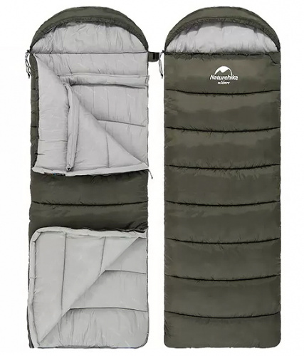Мешок спальный Naturehike U350, (190х30)х75 см, (левый) (ТК: +1°C), темно-зеленый