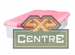 Короб для хранения IRIS THIN BOX 85л, прозрачный-розовый