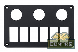 Панель переключателей монтажная три отверстия приборов, шесть отверстий переключателей, 180х120х3 mm