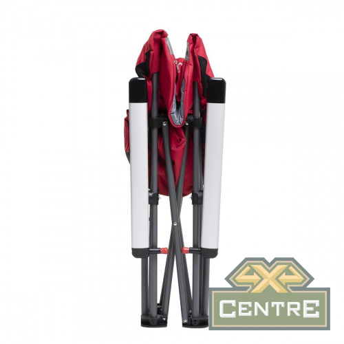 Кресло NISUS складное, алюминиевые подлокотники (серый/красный)