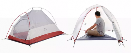 Палатка Naturehike Cloud Up Si 1-местная, алюминиевый каркас, сверхлегкая, серо-красный