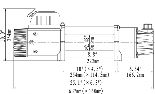 Лебёдка электрическая двухскоростная  12V Runva 12000 lbs 5700 кг (синтетический трос)