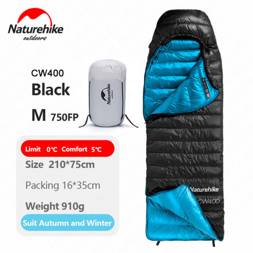 Мешок спальный Naturehike Ultralight CW400 M , 210х75 см, (правый) (ТК: +5°C), черный