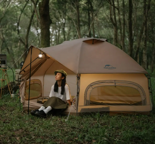 Палатка Naturehike Hexagon шестиугольная 4-местная, алюминиевый каркас, хаки
