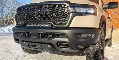 Площадка РИФ под лебёдку с защитой радиатора в штатный бампер Dodge Ram 1500 Rebel 2024+