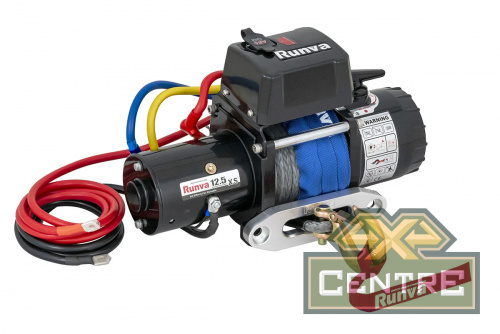 Лебёдка электрическая 12V Runva 12500 lbs 5670 кг короткий барабан (синтетический трос)