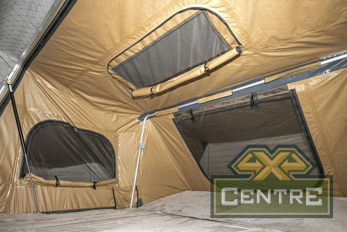 Палатка на крышу автомобиля РИФ Hard RT03-140, корпус черный, тент песочный