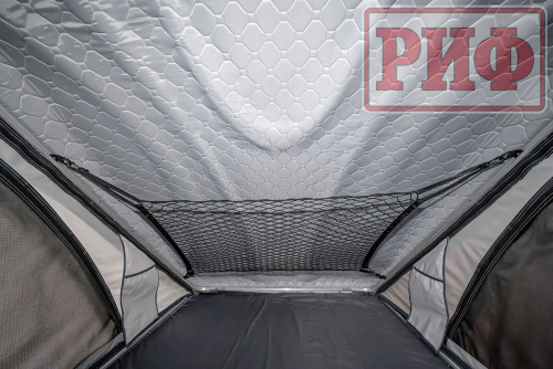 Палатка на крышу автомобиля РИФ Hard RT05-125, корпус ABS треугольник, черный, тент СВЕТЛО СЕРЫЙ