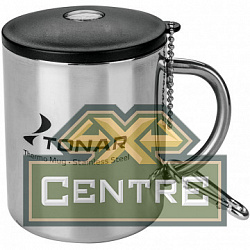 Термокружка ТОНАР 350ML металлическая, с пластиковой крышкой+карабин