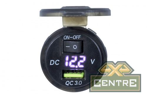 Розетка USB QC 3.0 с вольтметром,  34x37х54
