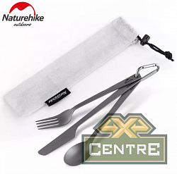 Набор столовых приборов Naturehike (нож, вилка, ложка), титан, в чехле