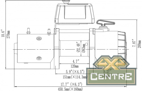 Лебёдка электрическая 12V Runva 12500 lbs 5670 кг короткий барабан (стальной трос)