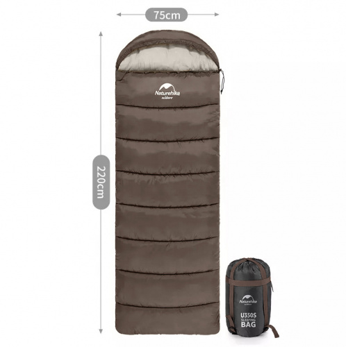 Мешок спальный Naturehike U150, 220х75 см, (ТК: +11°C), правый, серый