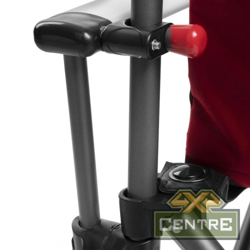 Кресло NISUS складное, алюминиевые подлокотники (серый/красный)