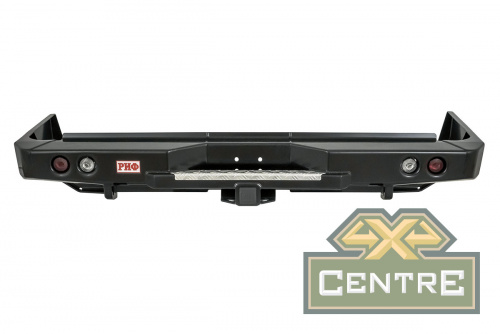 Бампер РИФ силовой задний Toyota Land Cruiser 76 2007+ с квадратом под фаркоп и фонарями стандарт