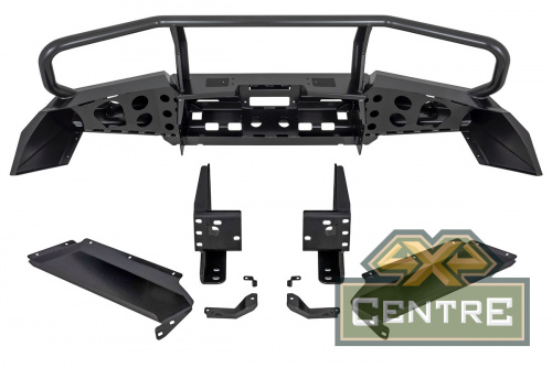 Бампер РИФ силовой передний Toyota Land Cruiser 200 2007-2015 c доп. фарами, защитной дугой и защито